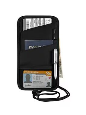 🔥5 FOR $25🔥 Travelon Black Travel Neck Wallet with Pen Loop